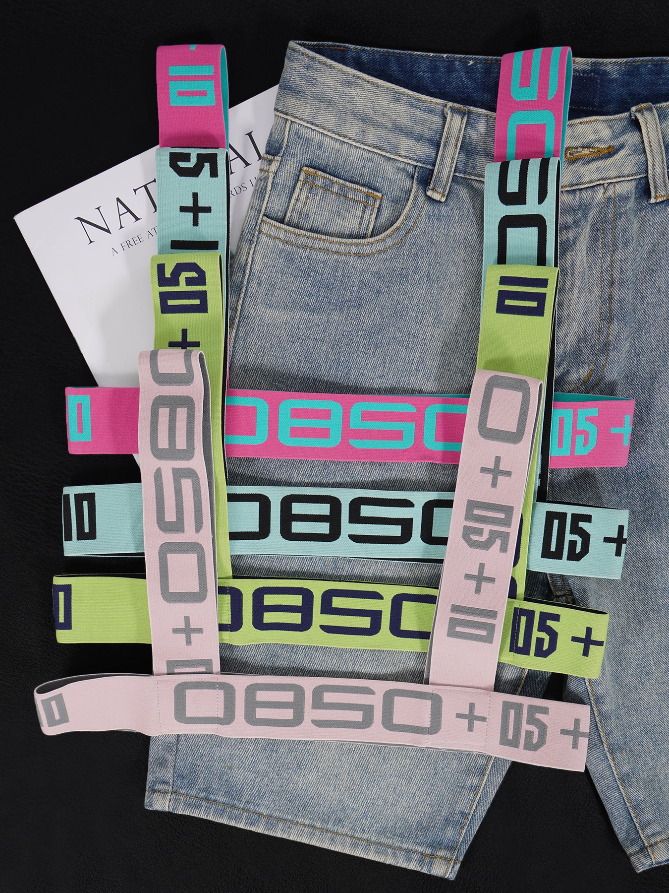 

4 Colors Men's High Elastic Nylon Printed Harness, Chest Harness with 0850+ Letter Print for Nightclub & Party