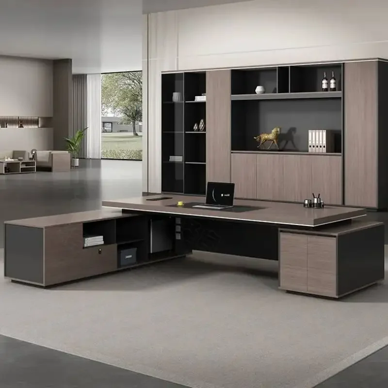 مكاتب مكتب تنفيذي مصممة فاخرة جمالية على شكل حرف L مكاتب مكتبية قابلة للتعديل منظمات Escritorio Oficina أثاث عصري
