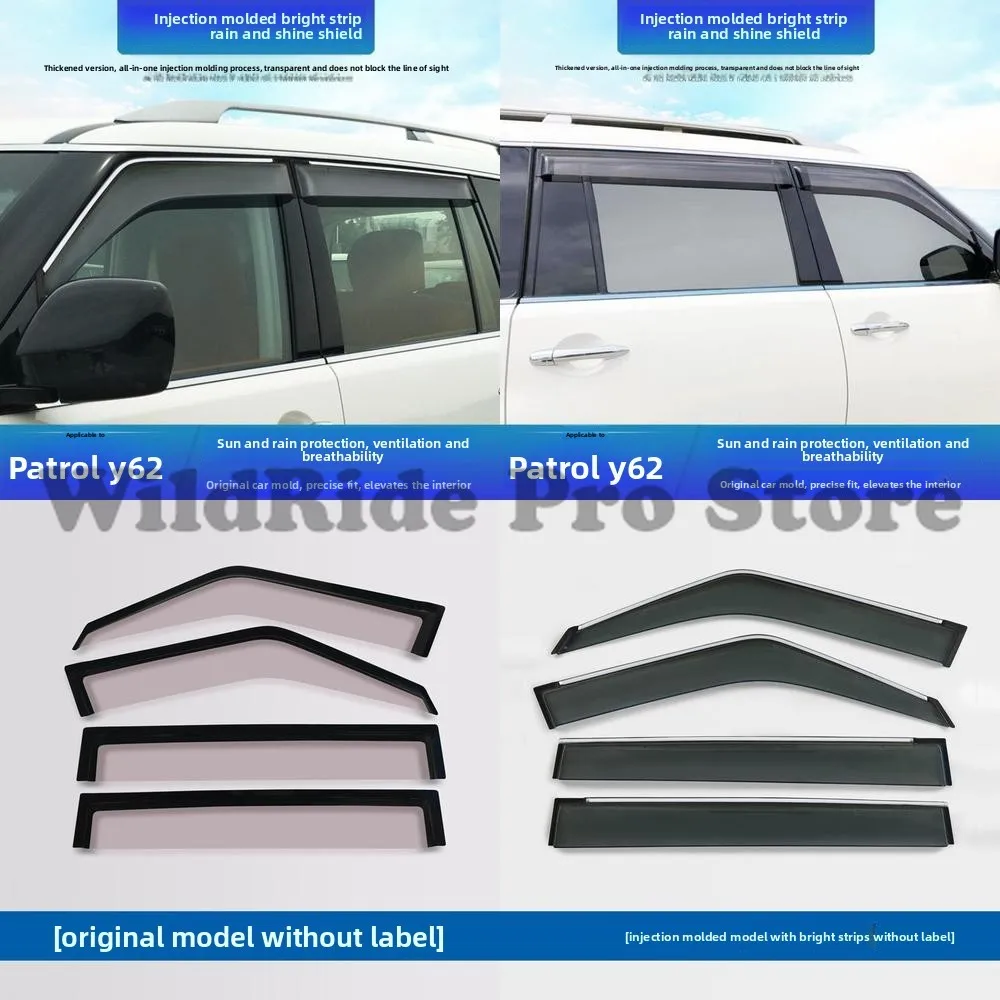 

1 set car window rain visor for Nissan Patrol Y62 rain guard Patrol rain shield drop shipping factory direct sale