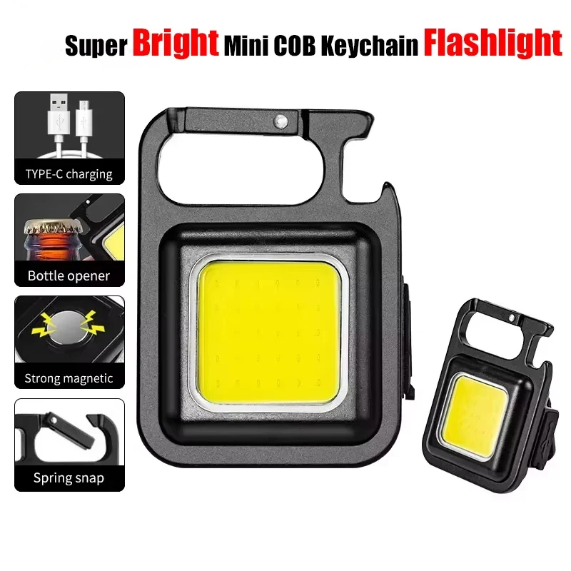 Keychain Light Convenient Carry-on Camping Multi-function COB Rechargeable Emergency Light Mini High Bright Camping Light