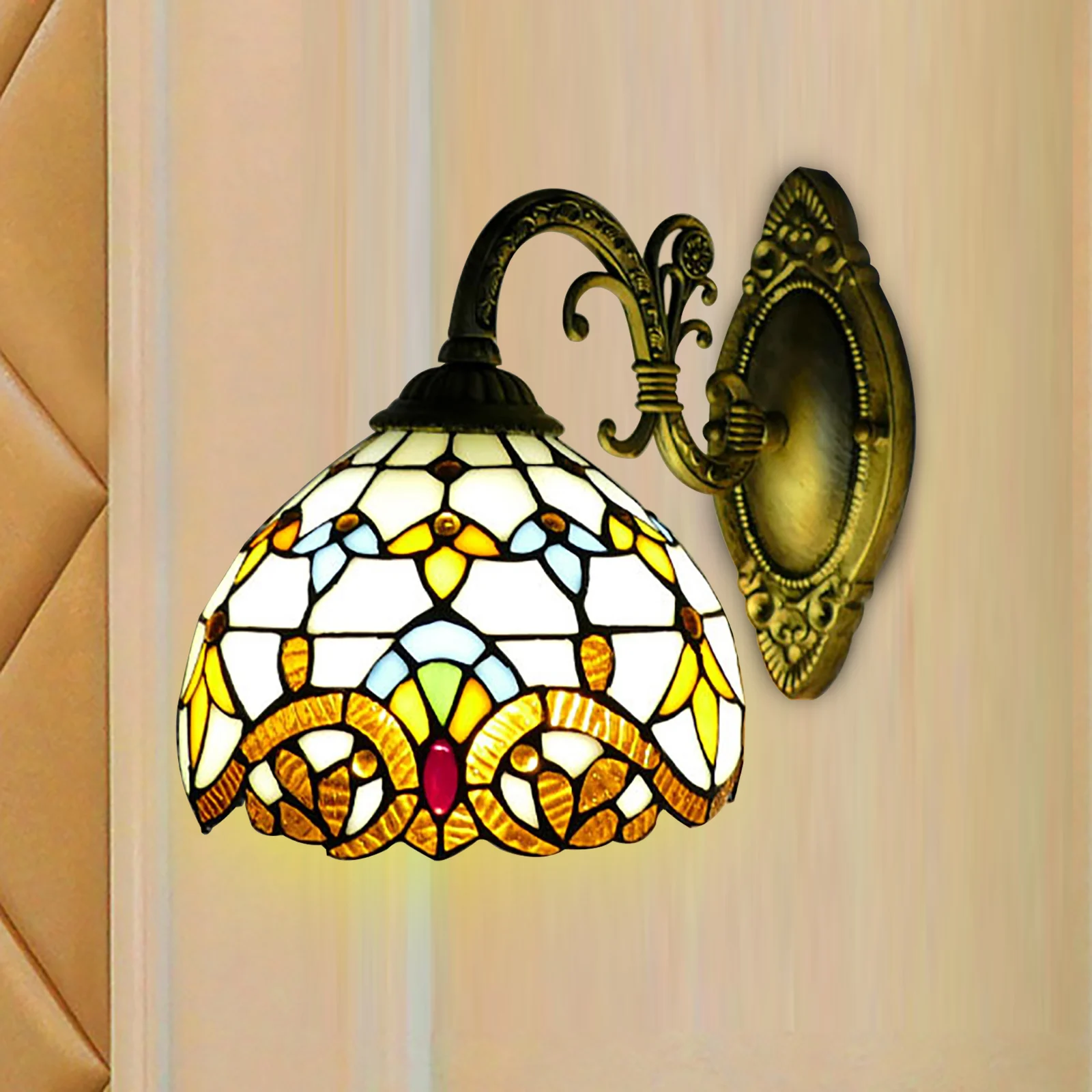 Tiffany Style Wall Sconce Stained Glass Shade Wall Lamp Indoor Lighting Fixture