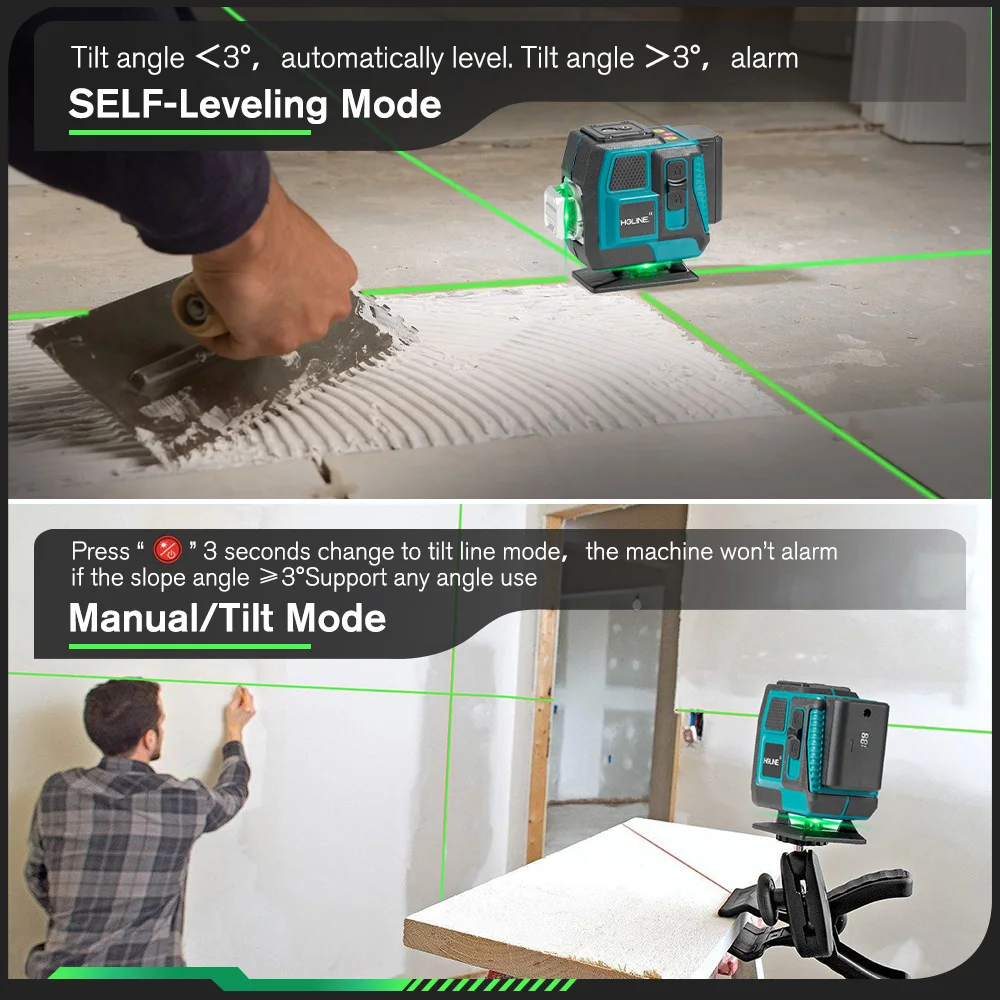 HGLINE 3D Laser Level 12 Lines Mini leveling Tool Power Display Automatic 360℃ Horizontal And Vertical Cross Laser Machine