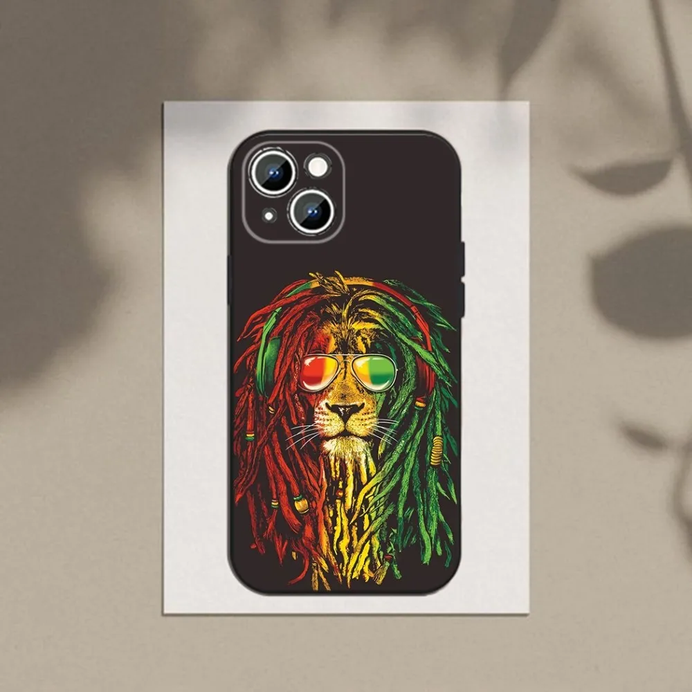 B-Bob M-Marley Rasta Lion  Phone Case For Apple iPhone 15,14,13,12,11,XS,XR,X,8,7,Pro,Max,Plus,mini Silicone Black Cover