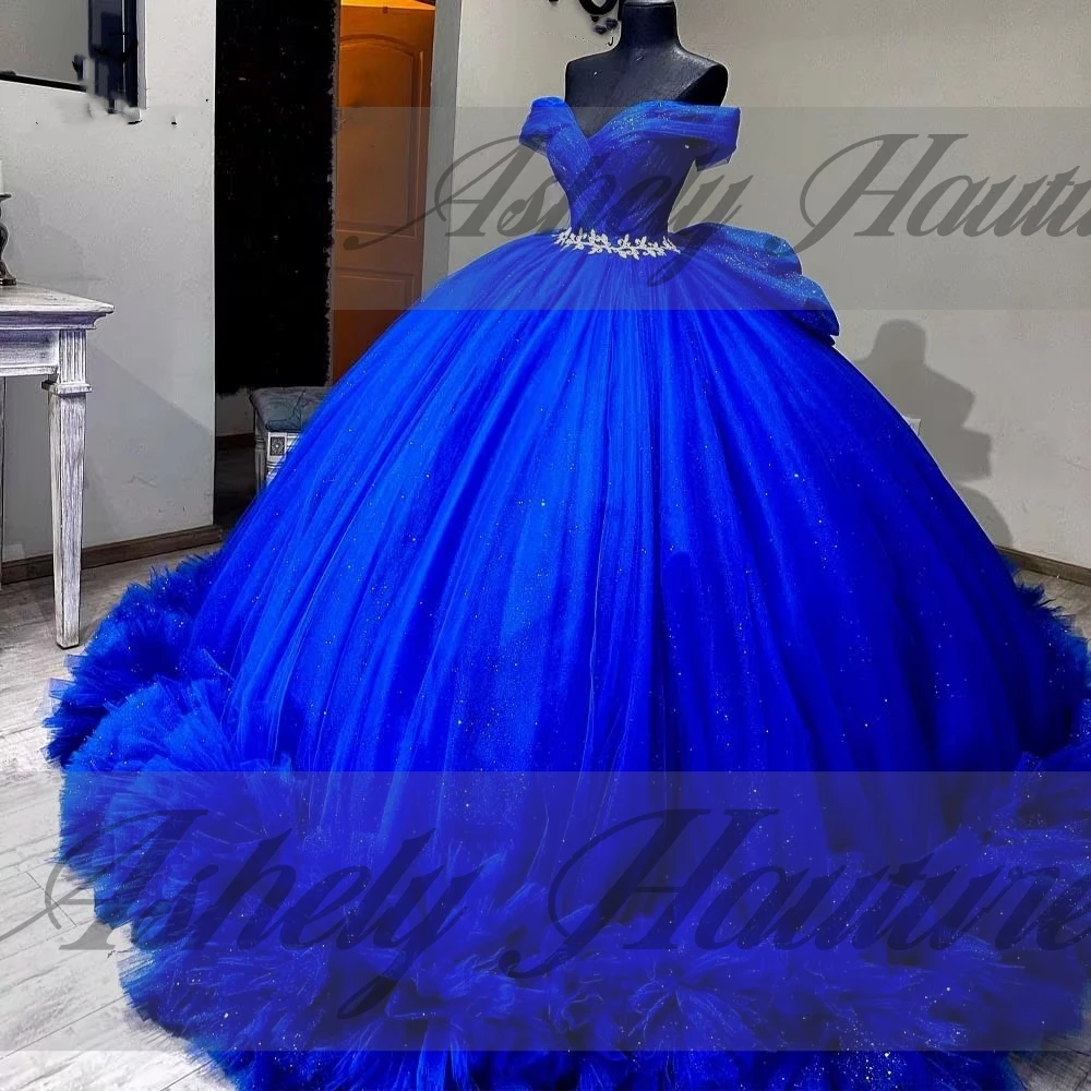 Customized Royal Blue 15 Year Old Girl Quinceanera Dresses Bow Ruffle Ball Gown Women Prom Special Occasion Wear Party 14 26 New image 4