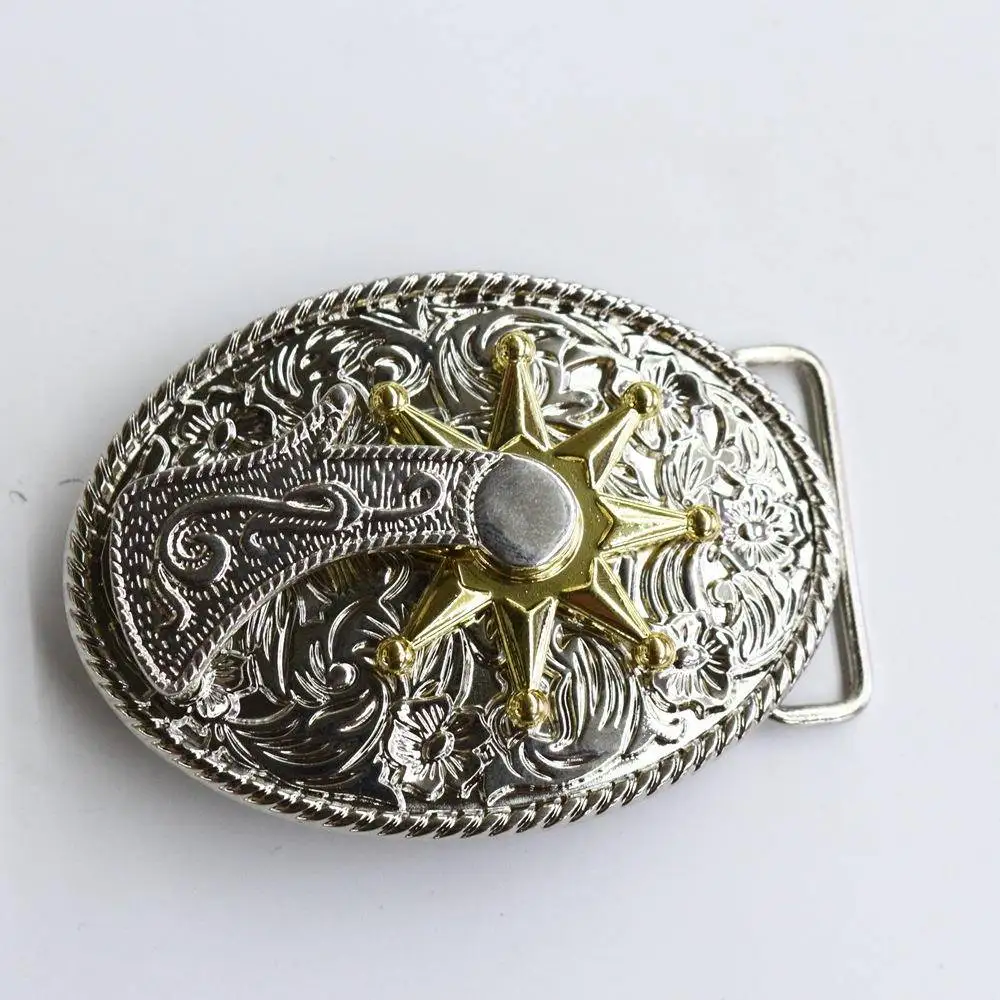 Vintage Western Cowboy Belt Bule Zinc Alloy Crown Spur Rotating Head Belt Clasps Faionable Retro Waist Bule Accories