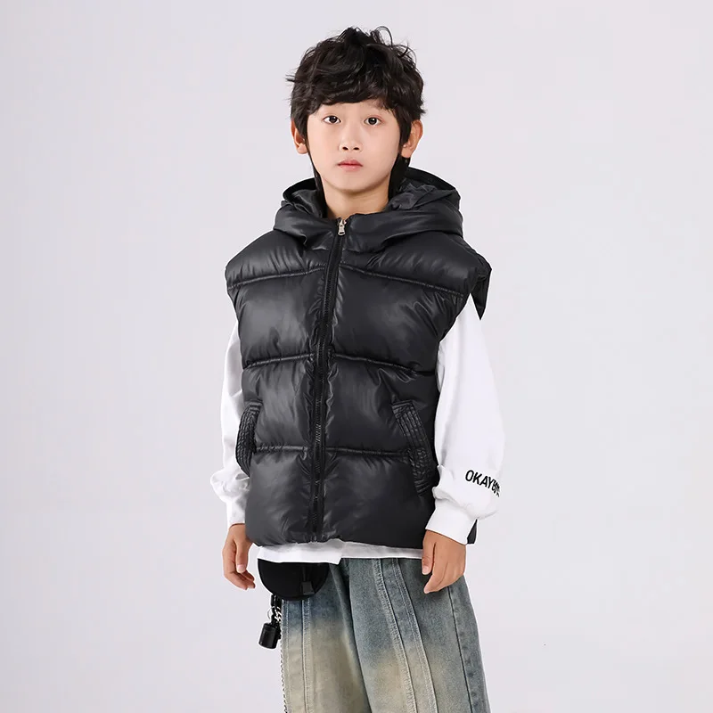 

Детский стеганый жилет с капюшоном, осенне-зимняя стильная модная куртка без рукавов, детская верхняя одежда для мальчиков и девочек
