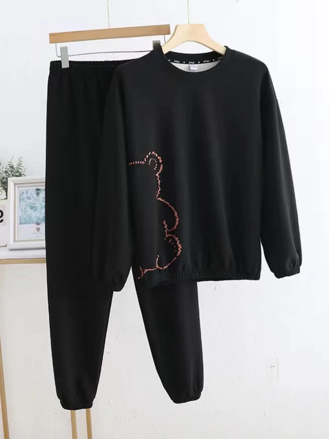 

plus Size Cartoon Bear Sleepwear Set Long Sleeve Loose Warm Home Clothes Women's Winter Comfortable Breathable Thermal Regula...