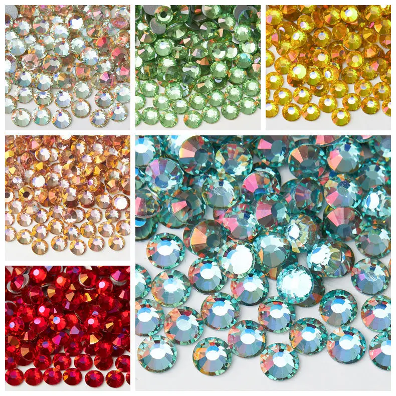 

Glass flat bottom diamond Guomao crystal color round diamond DIY new handmade jewelry accessories