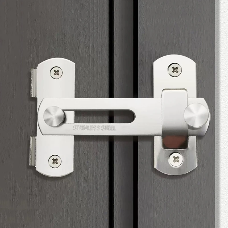 Stainless Steel Sliding Barn Door Lock Hardware Gate Latches, Window Closet, Matte Black Silvery