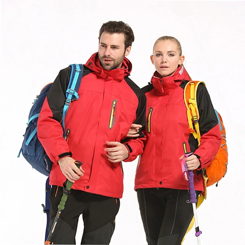 3 In 1 Windproof Waterproof Climbing Clothing Winter Thick Warm Two-Piece Set Men Women Coat Camping Hiking Trekking Jackets