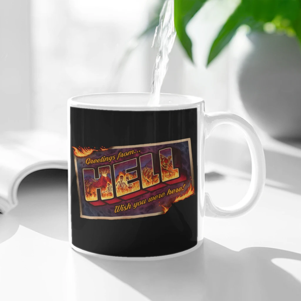 

Greetings From Hell Ceramic Cup Coffee Oatmeal Breakfast Cup Creative Personality Mug