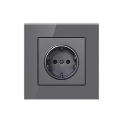 Depoguye White 16A EU standard power socket, crystal glass panel wall plugs socket, 220V electrical outlet Korea 86mm*86mm