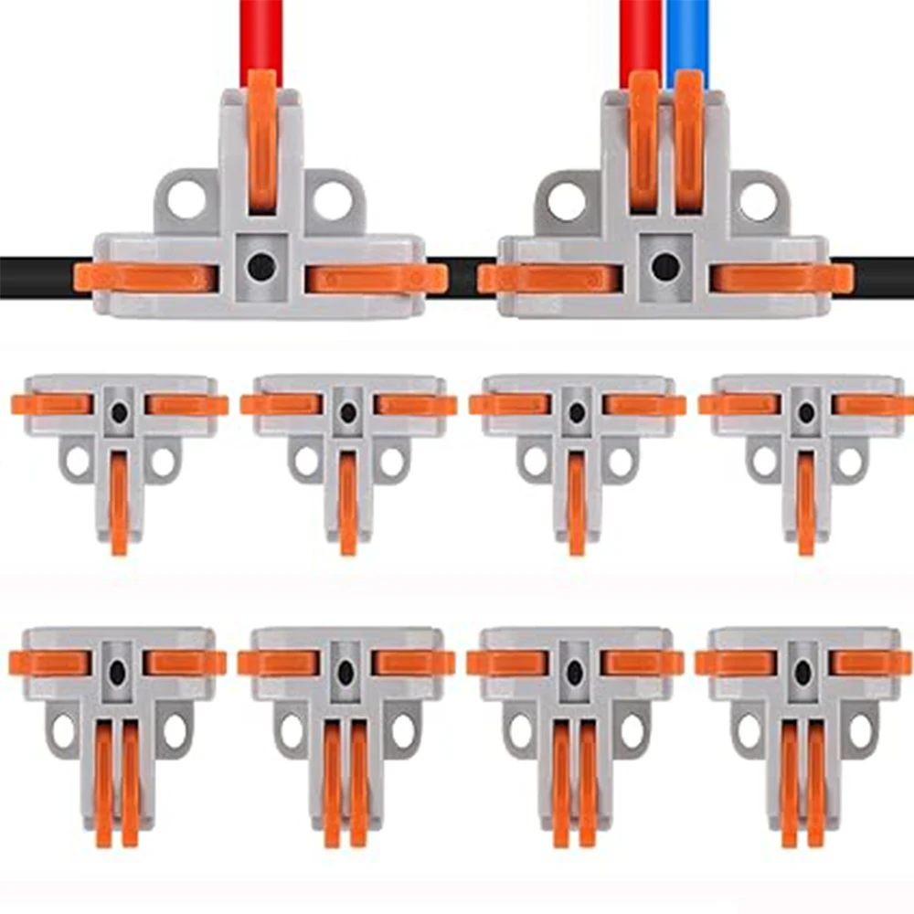 Picture 3: 10Pcs T Tap Wire Connector Compact DIY Quick Connect Push-in Splitter Cable Splicing Butt Terminal Block Connectors for 24-12AWG