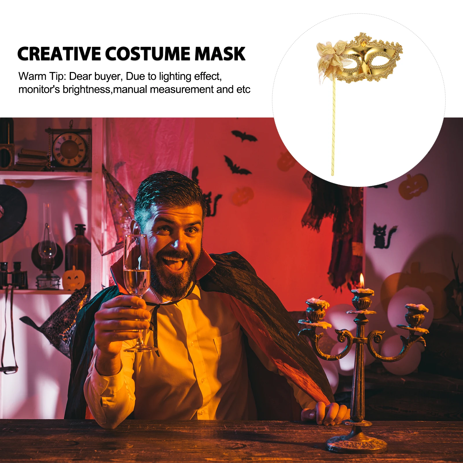 

3pcs Crystal Handheld For Women Masquerade Party Venetian Ball Halloween Costume Adult Party Mask Golden Creative Elegant Half