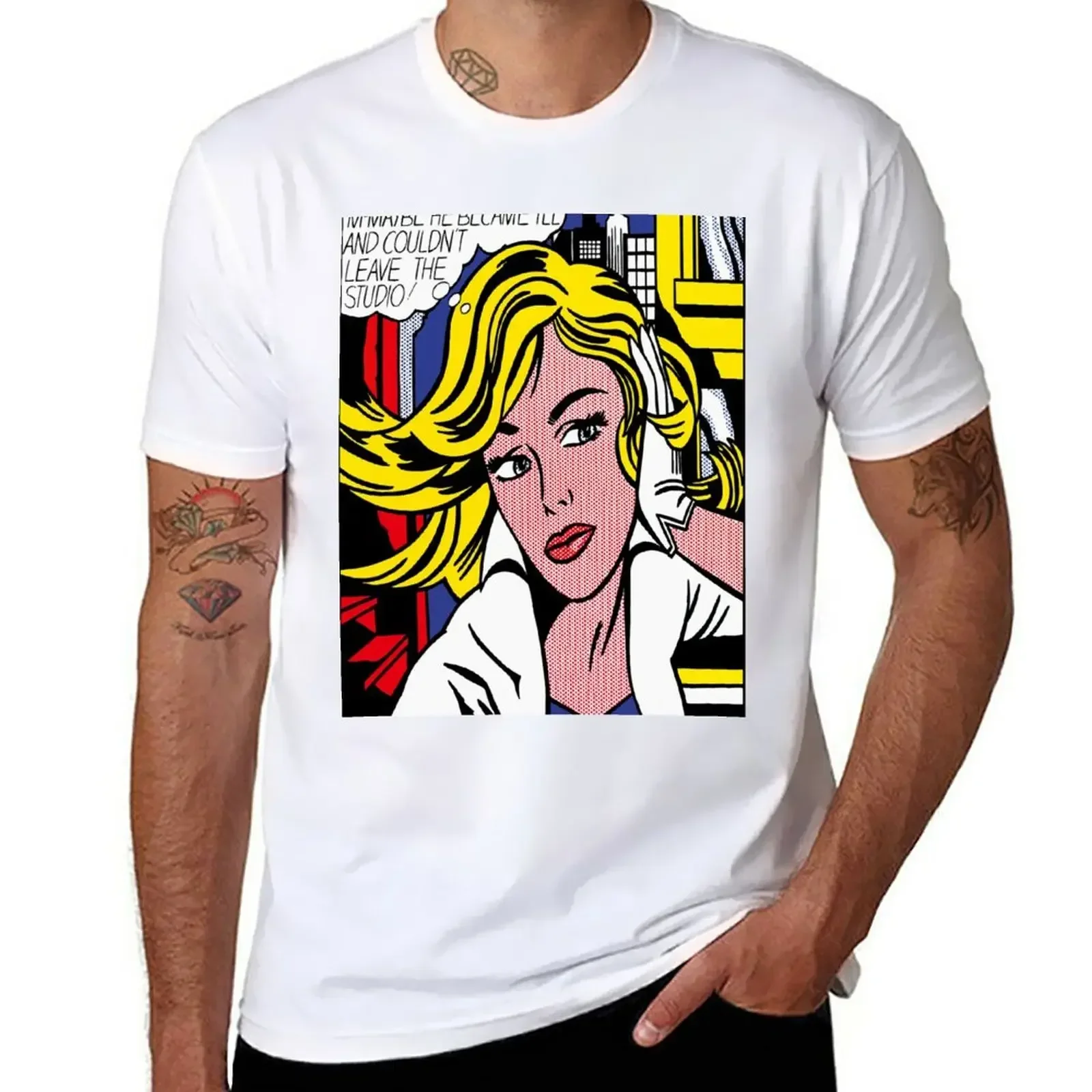 roy lichtenstein pop art T-Shirt plus size tops vintage clothes heavyweights workout shirts for men