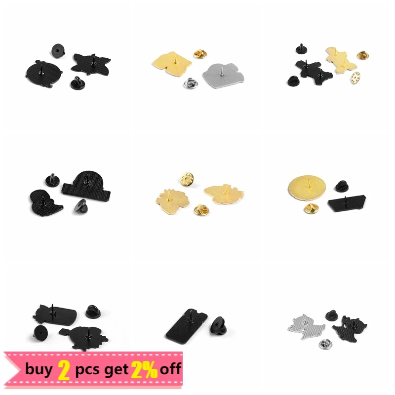 2pcs/set Pins Tortoise Flower Heart Ticket Demon Whale Enamel Metal Pins Brooches Badges Lapel Clothes Pins Women Jewelry Gifts