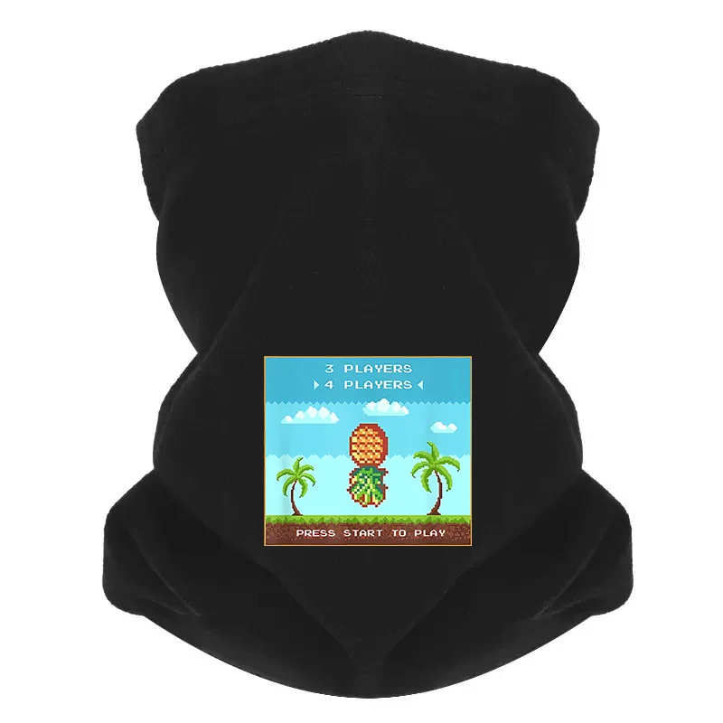 Pantalla de juego tropical pixelada, jugadores seleccionados, bufanda a prueba de viento para hombres, máscara, polaina para el cuello, sombrero para mujeres, gorro para exteriores, mantiene el calor