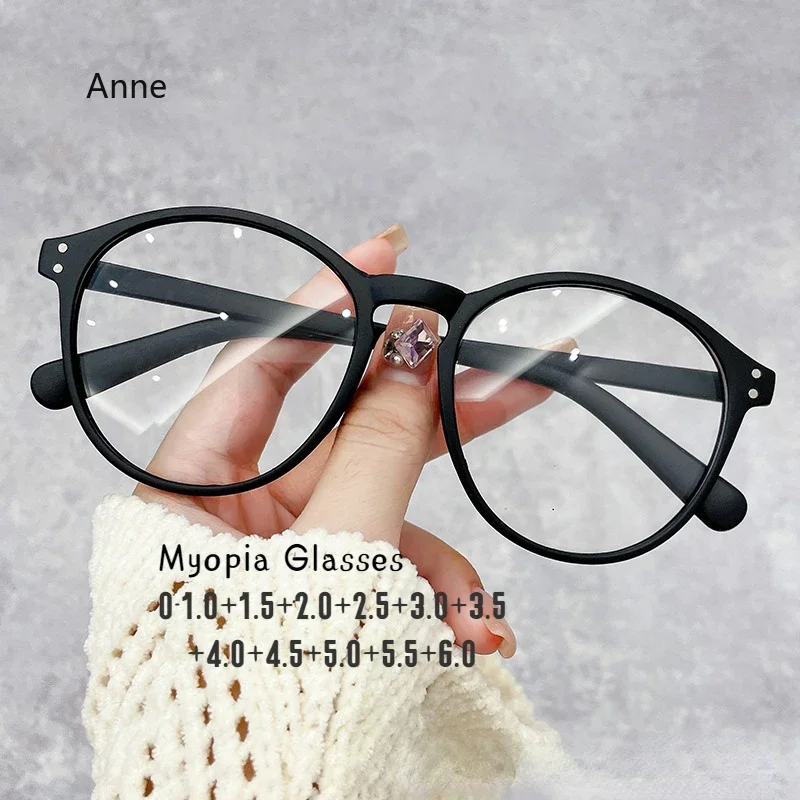 Women Ladies Fashion Round Myopia Glasses High Definition Transparent Eyeglasses Luxury Vintage Minus Diopter Near Sight Eyewear