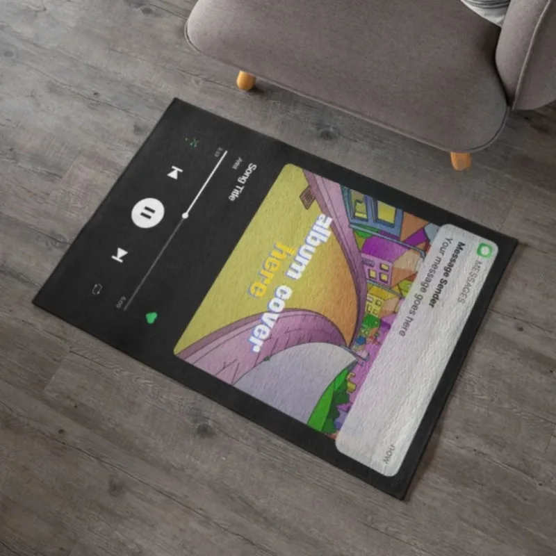 Digital Music Streaming App Area Rugs Favorite Music Album Playing Screen Capture Printed Rug Gift for Music Lovers Decorate