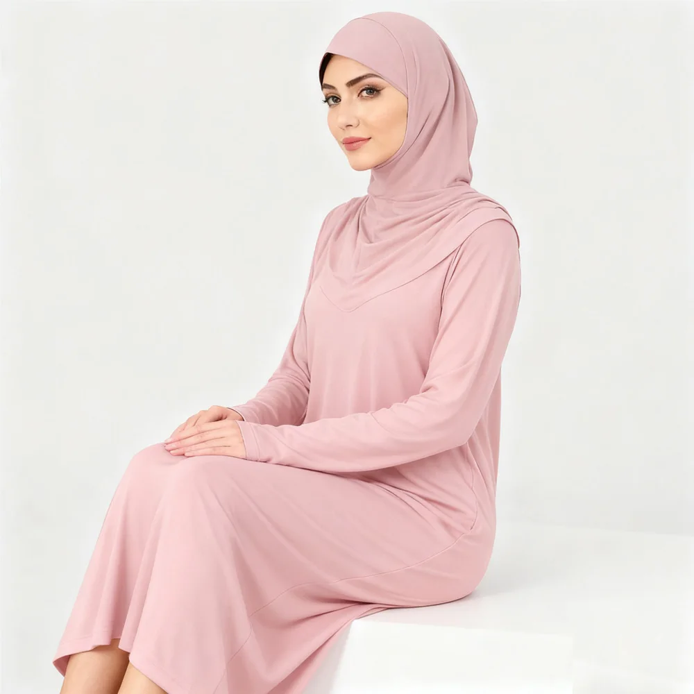 

Ид Абая с капюшоном Женская мусульманская скромная молитвенная одежда Цельное платье макси Рамадан Абая Арабский халат Абая Турция Кафтан Бурqa