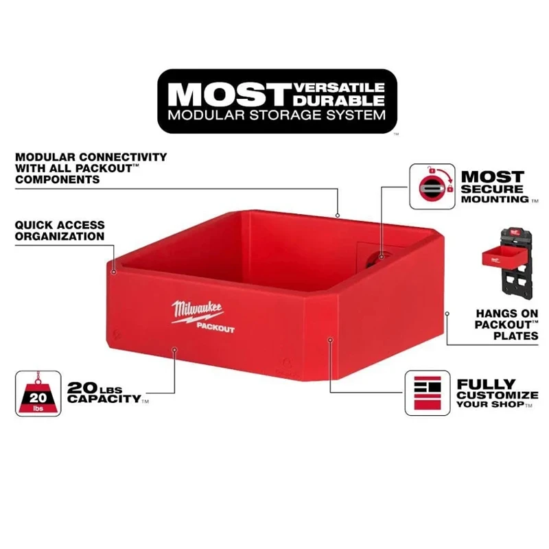 Milwaukee 48-22-8347 PACKOUT Compact Shelf Load Deposit Container Case Convenient Style Goods Shelves Tool Accessories