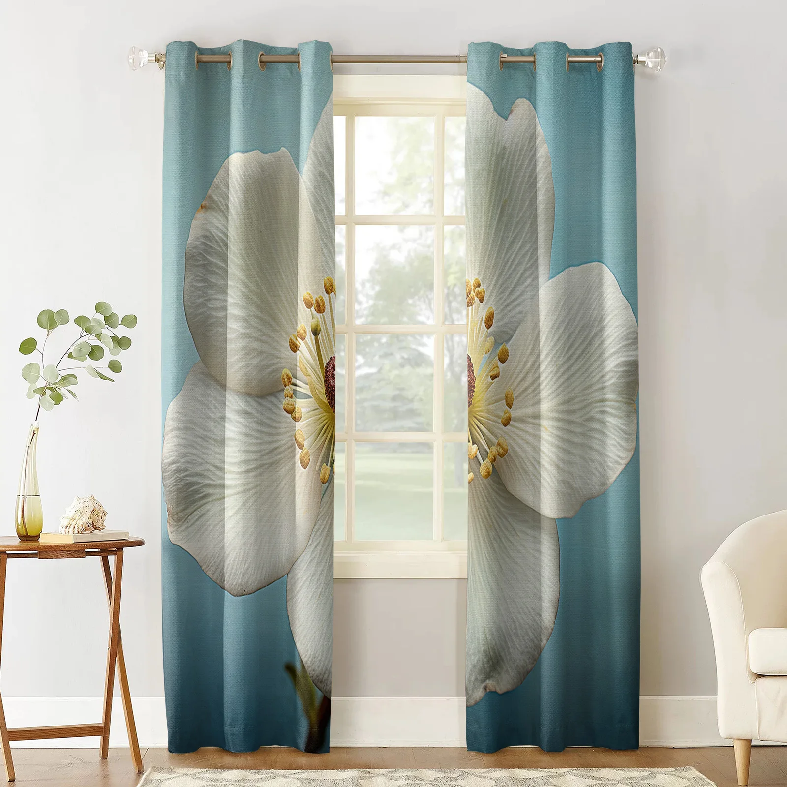 Realistic Flowers And Leaves Window Curtain Living Room Kitchen Curtain Panel Blackout Curtains For Bedroom