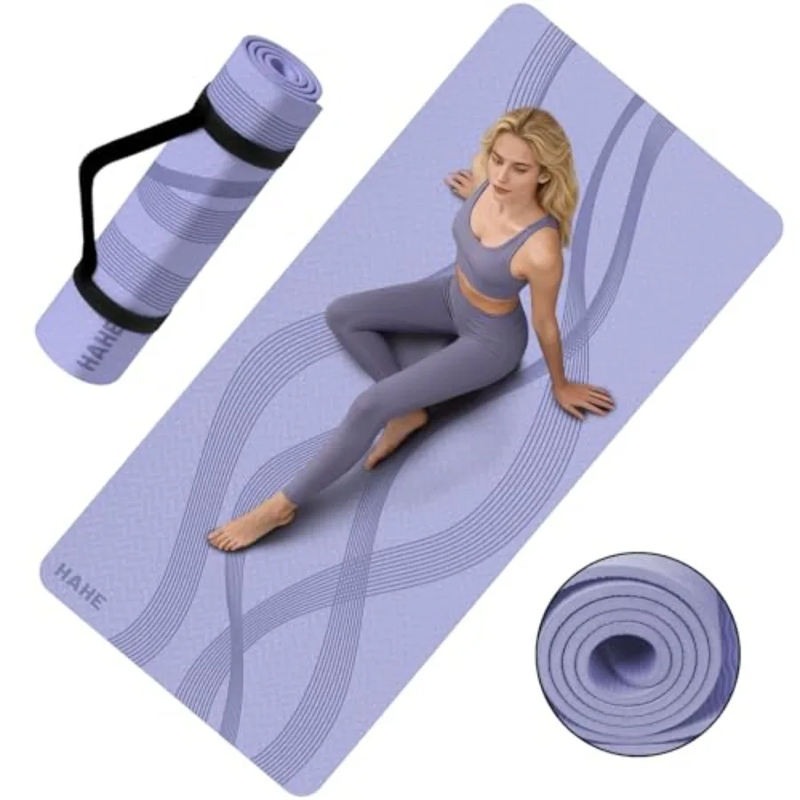 

Yoga Mat High Density Exercise Mat 76"x32"x0.27"Thick Wide and Large Yoga Mat for Women Men Professional POE Workout Mat for Yo