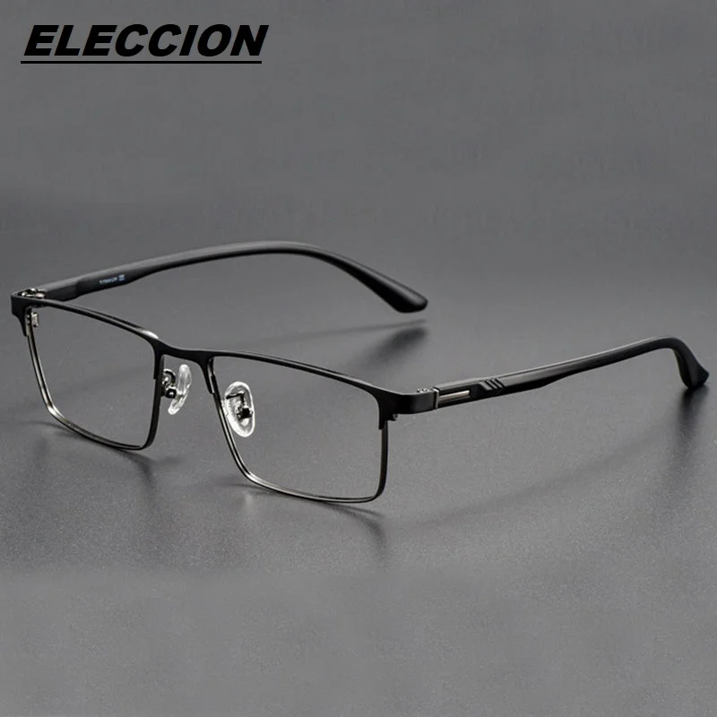 

ELECCION Titanium Alloy Glasses Frame Men Rectangle Eyeglasses Optical Myopia Prescription Spectacles Frames P9952