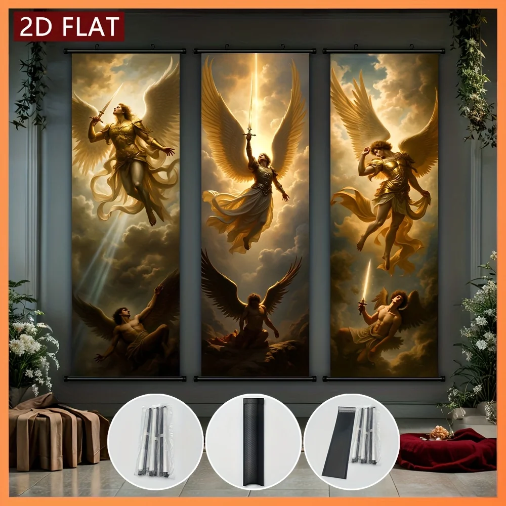 Archangel Wings Holy Sword Cloud Sea Scroll Tapestry High Definition Non Fading Wall Hanging Scroll Painting Room Decoration