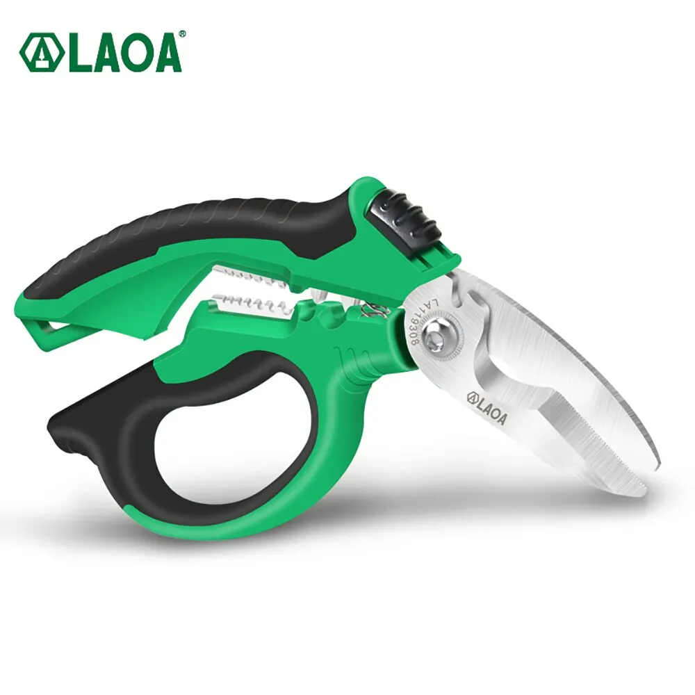 LAOA Electrician Scissors 8Inch Multifunctional Stainless Steel Cable Cutter Multi-Purpose Knife Wire Stripping Crimping Tools