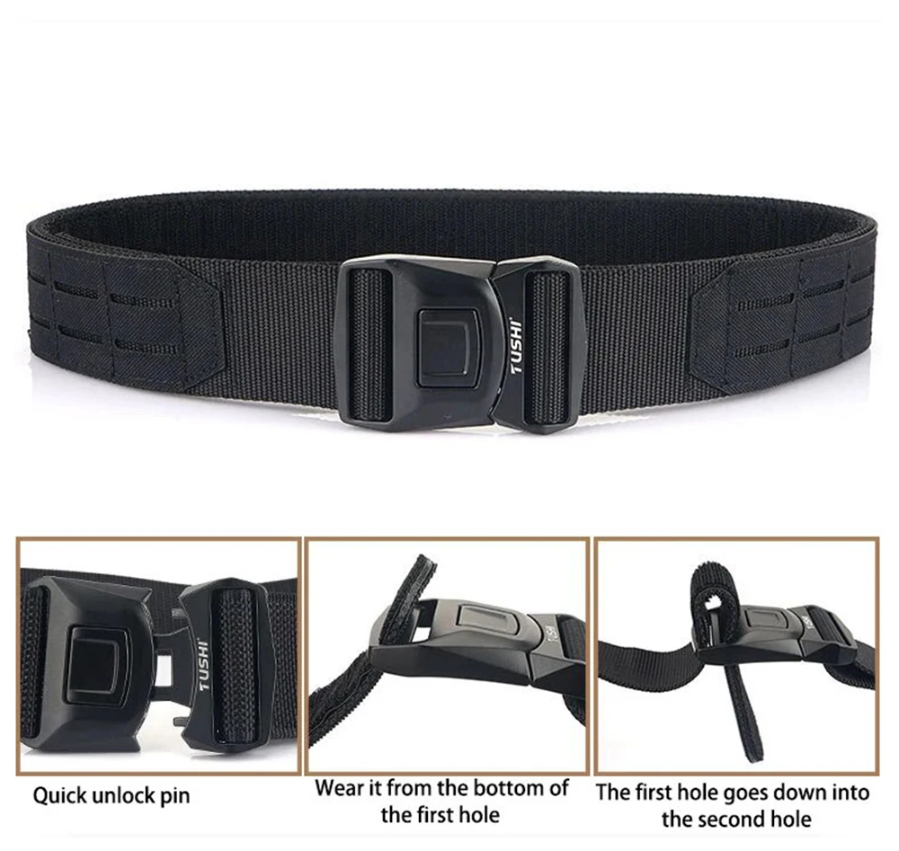 NEW 2 Inch Tactical Belt Quick Release Metal Buckle MOLLE 2 in 1 Belt Airsoft Mens Belts Camo Paintball 3415