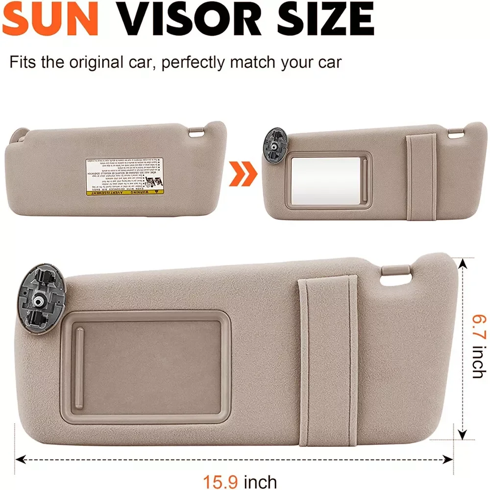 

1pcs Automotive Sun Visor For Toyota Camry 2007-2011 Gray/Beige Automotive Sun Visor Pair Left & Right Side W/O Sunroof