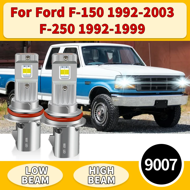 

2PCS 9007 LED Headlights Canbus HB5 CSP For Ford F-150 1992-2003 F-250 1992-1999 Car Lights 6000K White Auto High Low Beam Lamp
