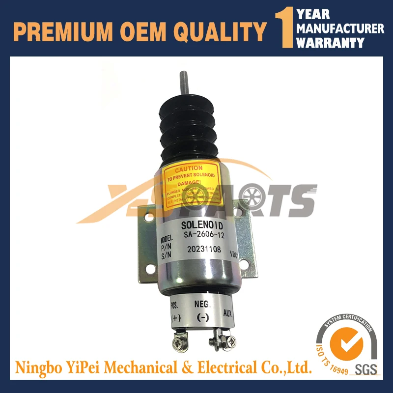 12V SA-2606-12 Fuel Shut Off Stop Cut Solenoid Valve SA-2606-A For Mitsubishi mixer 3 Terminals