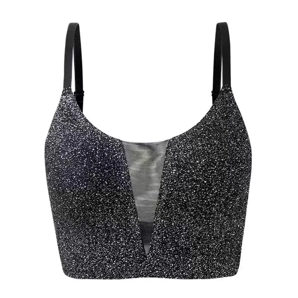 Womens Summer Seamless Ice Silk Fine Strap Camisole Bralette Beauty Back Vest Wireless Large Cup Minimizer Soft Anti Sag Daily