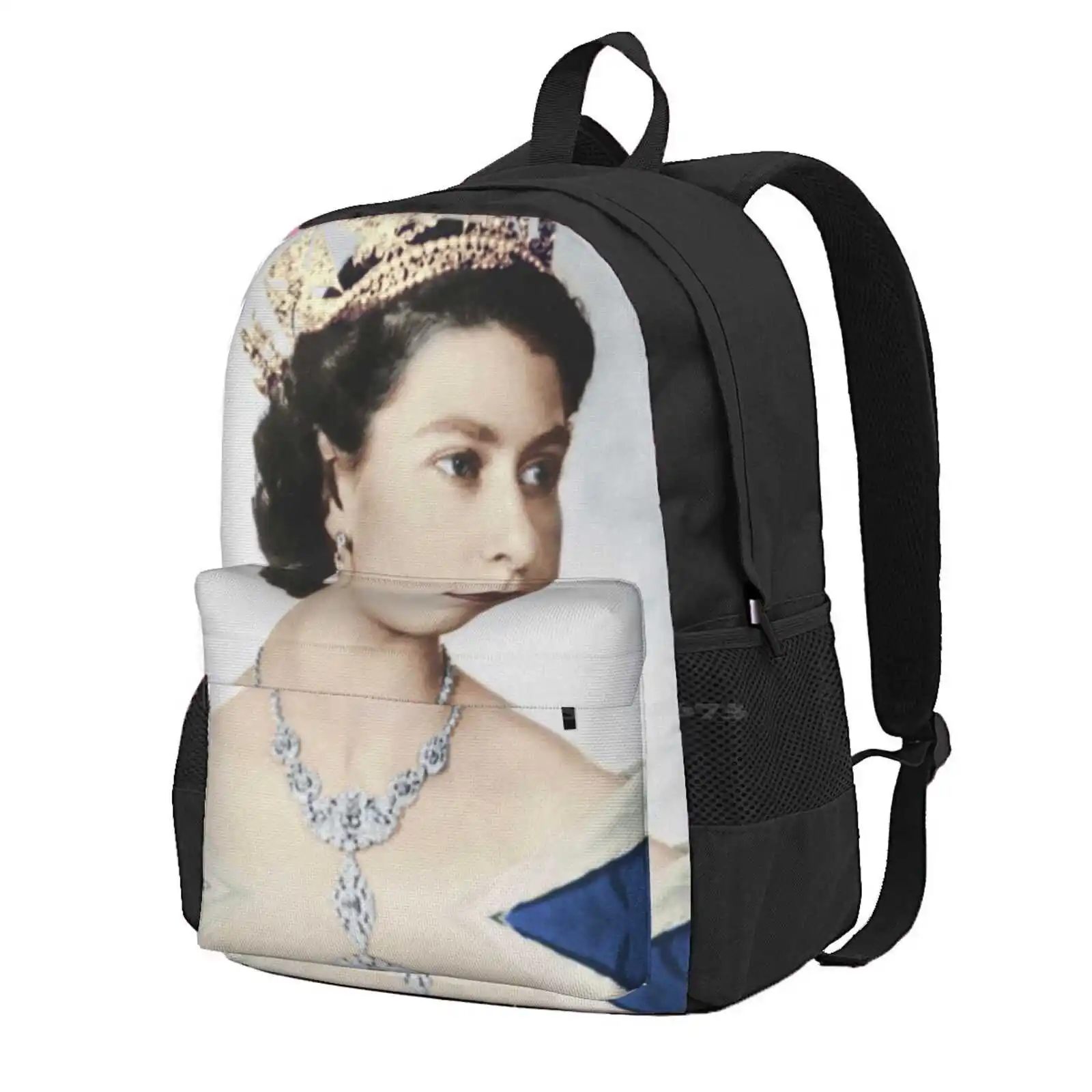 Queen Elizabeth 3d Print Design Backpack Student Bag Queen Elizabeth United Kingdom Urban Great Britain Love England Welsh