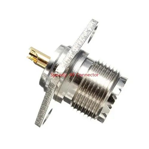 Imagen 2 del producto Conector de brida hembra UHF SO239 SO-239 SL16, conector de brida de 4 orificios, soldadura de montaje de enchufe UHF para adaptador Coaxial de chasis de Panel, latón y cobre