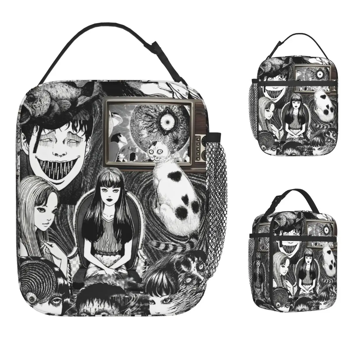 

Junji Ito Japanese Anime Lunch Bag Casual Lunch Box For Girls Picnic Convenient Cooler Bag Oxford Designer Thermal Lunch Bags