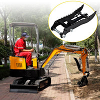 Mini Excavator Thumb Clip Hydraulic Thumb Clip Attachment 3.46in Center Spacing Water Proof with 2 M14 Hose for Waste Recycling