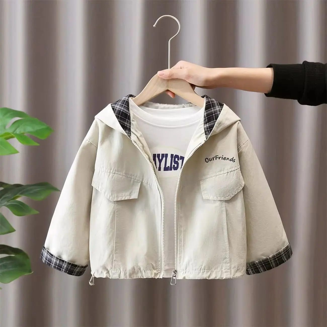 Boys' Spring Autumn Casual Hooded Zipper Jacket Children's Windbreaker Coat New Style Outdoor Clothing for Kids