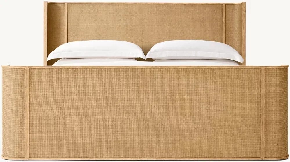 American rural retro oak double bed, simple modern master bedroom 1.8 double bed French  princess bed