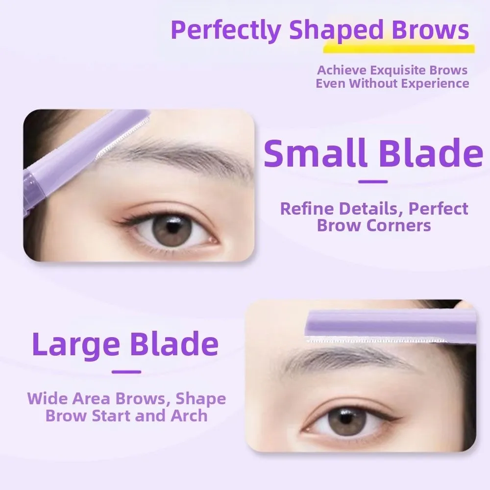 Recortador de cejas de doble cabeza, microenfoque con red protectora, maquinilla de afeitar para cejas, Kit de herramientas de maquillaje, 1/2 Uds.