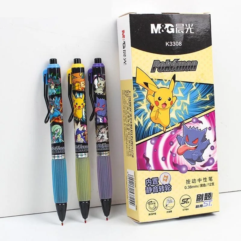 

24pcs/lot Creative Pokemon Mute Gel Pen Cute 0.38mm Black Ink Neutral Pens Promotional Gift Office School Supplies