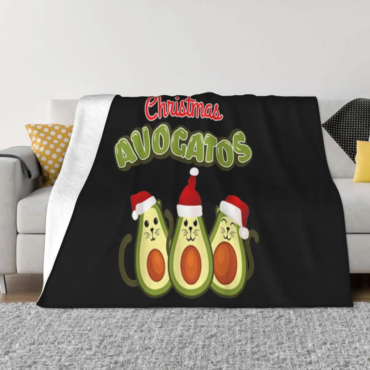 Beautiful Avogato Vegan Christmas Avocado Cat Design Men Women Breathable New Brand Throw Blanket