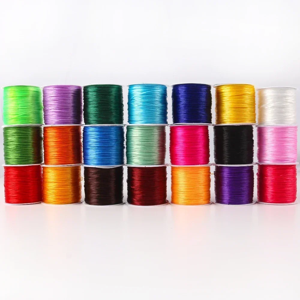 

10m 40m/Roll 0.7mm Coloured Flat Crystal Elastic Thread Bracelet String Band Rope For Wearing Bracelet Elastic DIY Accessories