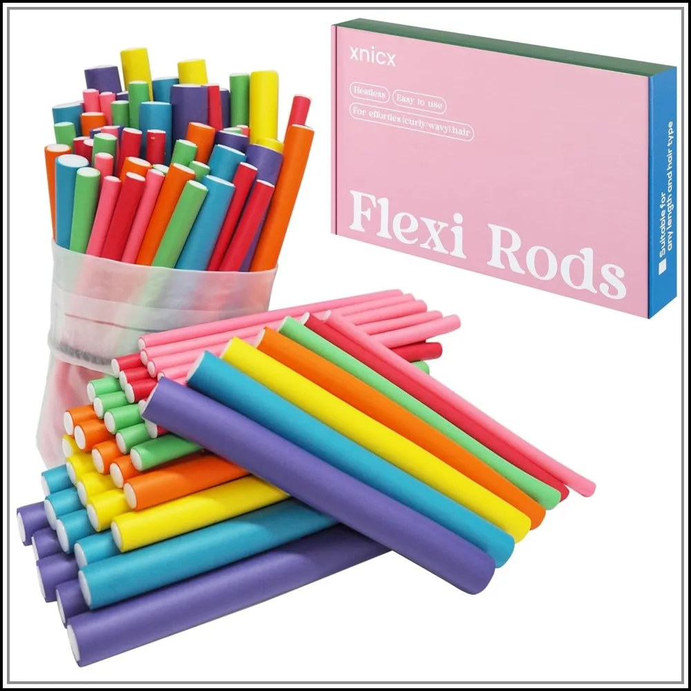 

47pcs 7in Flexi Rods Hair Curlers Rollers No Heat Foam Bendy Curling Rods Set for Long Medium Short Hair Sleep