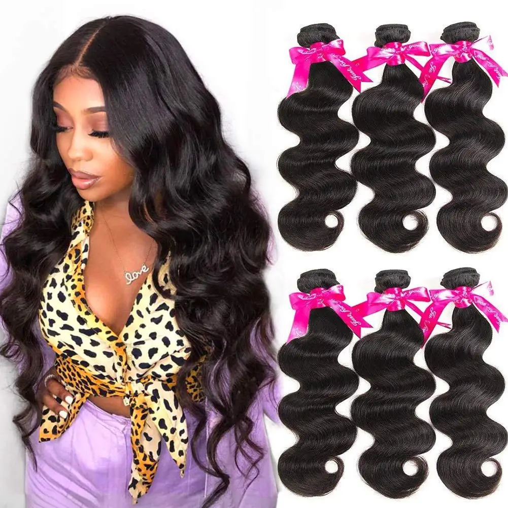 

Body Wave Human Hair Bundles Unprocessed Brazilian Virgin Hair 10-34Inches 3 Bundles Human Hair For Women Natural Black
