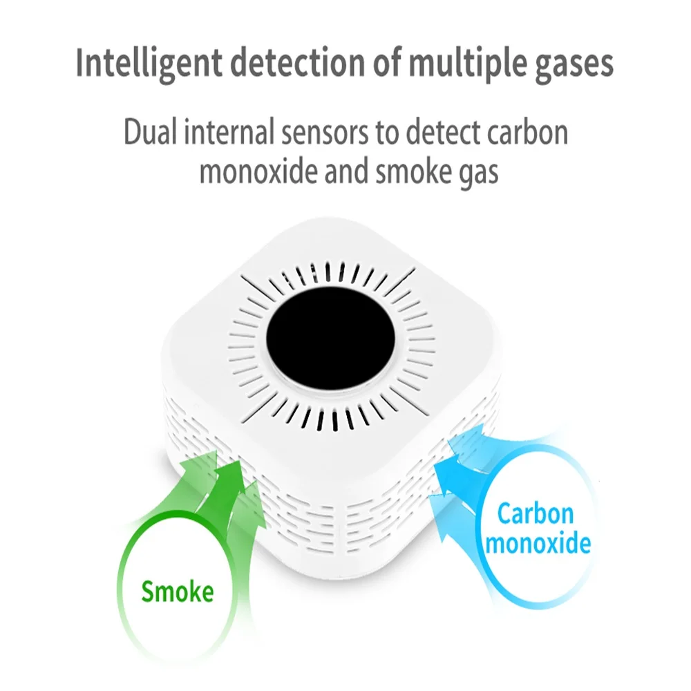 2in1 Composiet Rookmelder Co Koolmonoxide Detector 433Mhz Hoge Gevoelige Rook Brand Geluid Alarm Voor Thuis Winkels Beveiliging