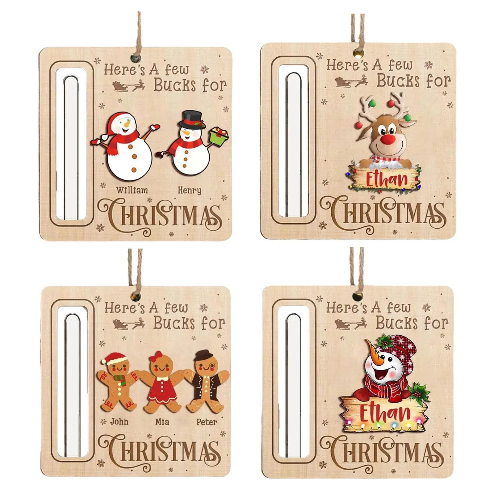 Christmas Money Holder Ornament for Gifting Cash Lightweight Wood Material Accessory Multipurpose Fine Craftsmanship 10x10cm