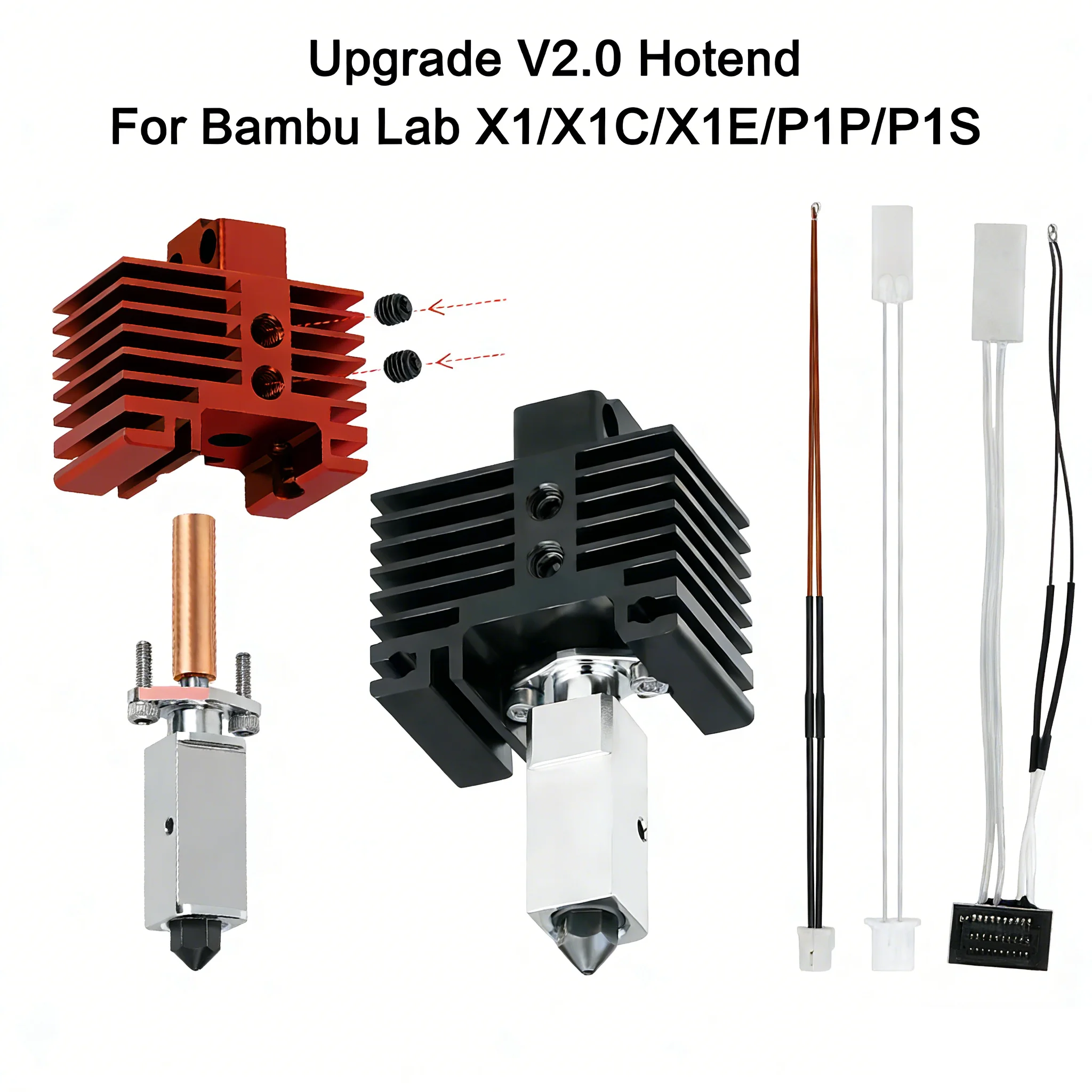 

Обновление комплекта Hotend V2 для Bambu Lab x1/x1c/p1p/p1s/x1e, термистор Hotend для печатающей головки сопла из закаленной стали Bambulab